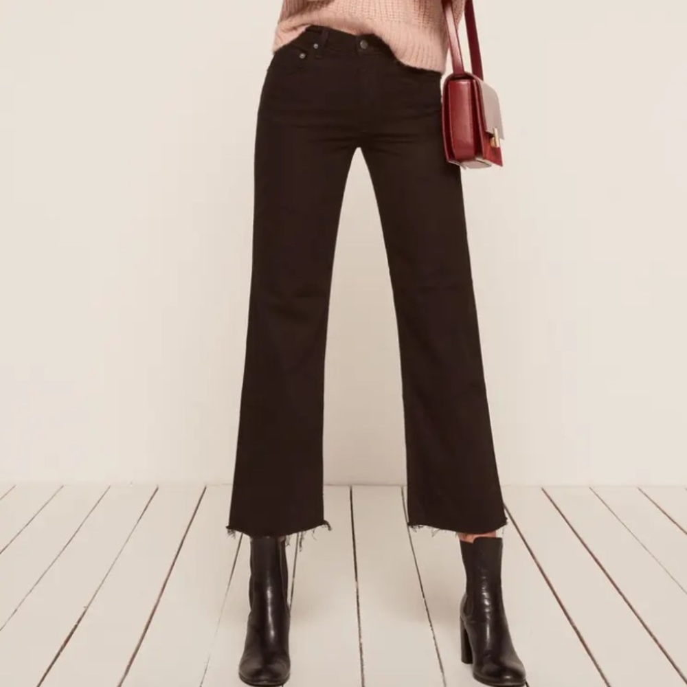 Reformation Black High-Rise Wide-Leg Jeans